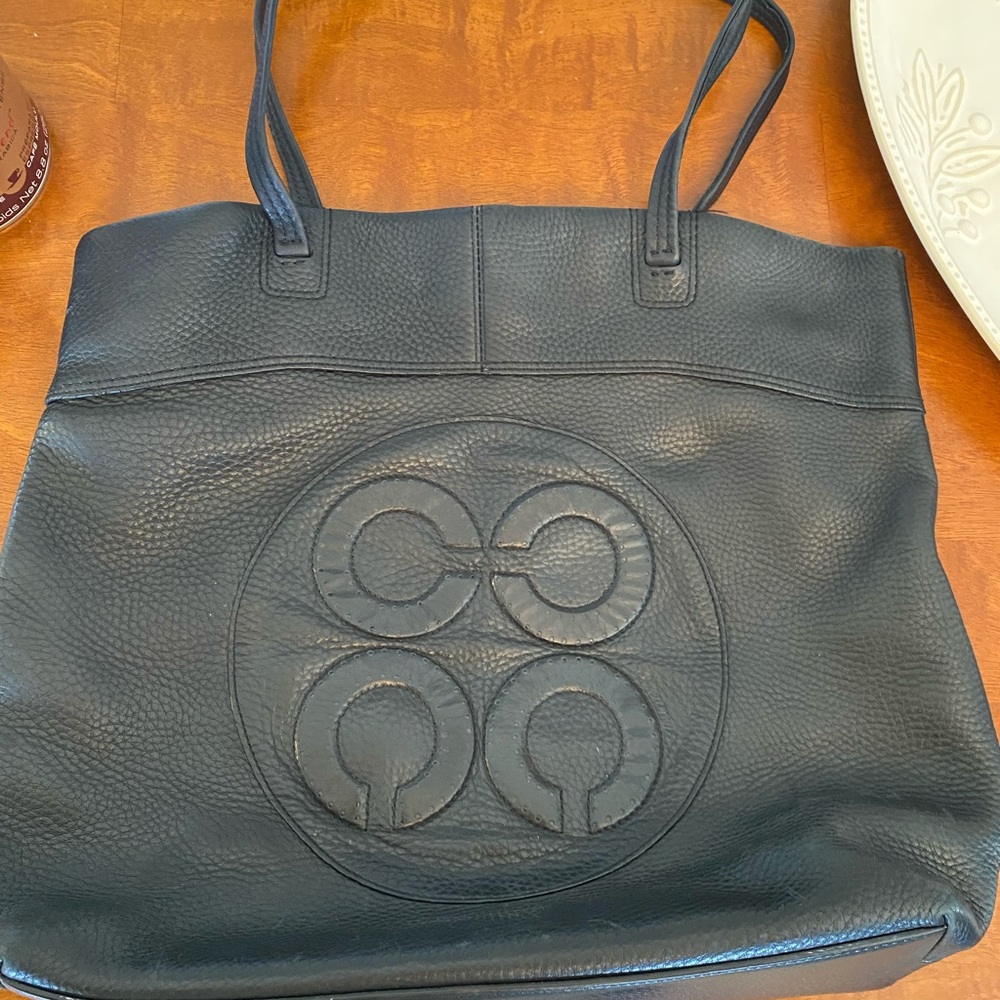 Black Leather Coach Tote